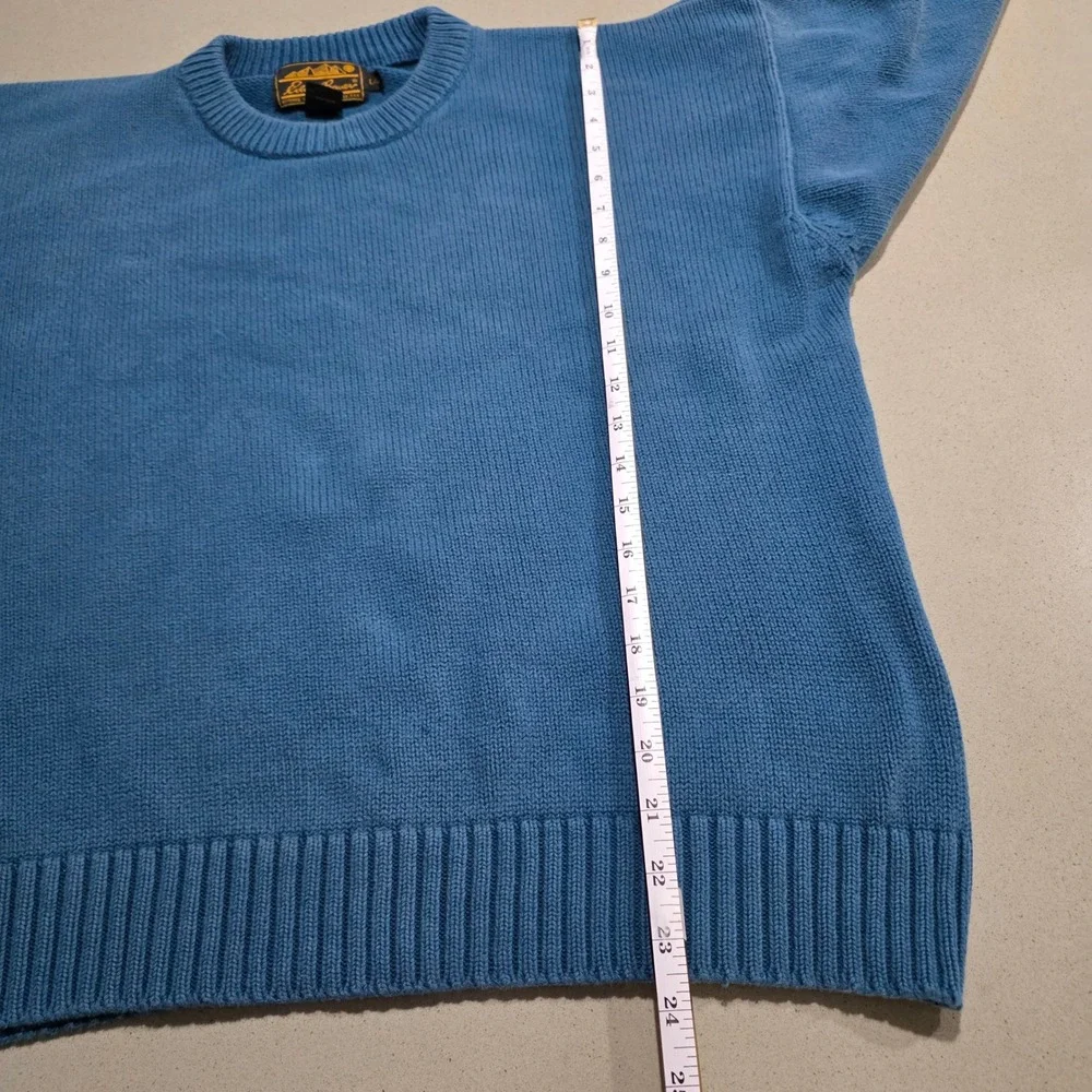 Eddie Bauer Mens Blue 100% Cotton Crewneck Ribbed Knit Sweater Size Large - Picture 6 of 11